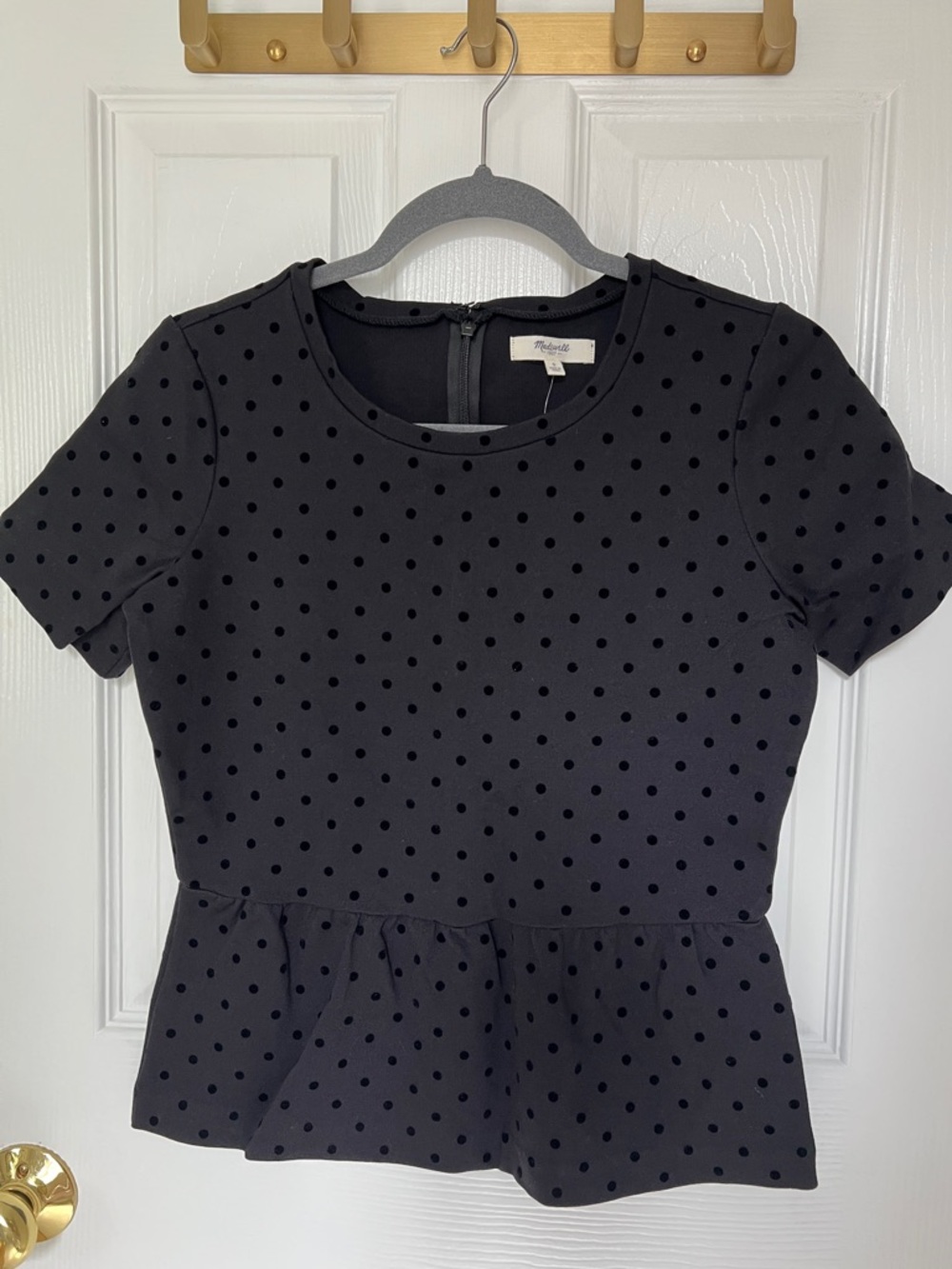 Madewell Black Polka Dot Short-Sleeve Top